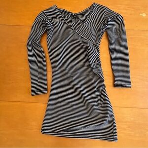 OBEY XS blue white striped tight from fitting long sleeve dress